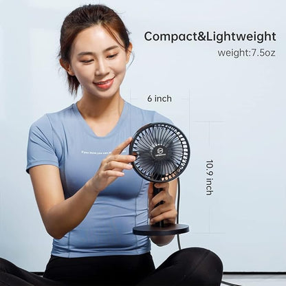 6 Inch Desk Fan for Bedroom, USB Small Fan with 4 Speeds, Adjustable Height, Personal Cooling Table Fan, 72°Rotation, Ultra Quiet, Lightweight, Powerful Office Fan for Home,4.92 feet Cord, Black