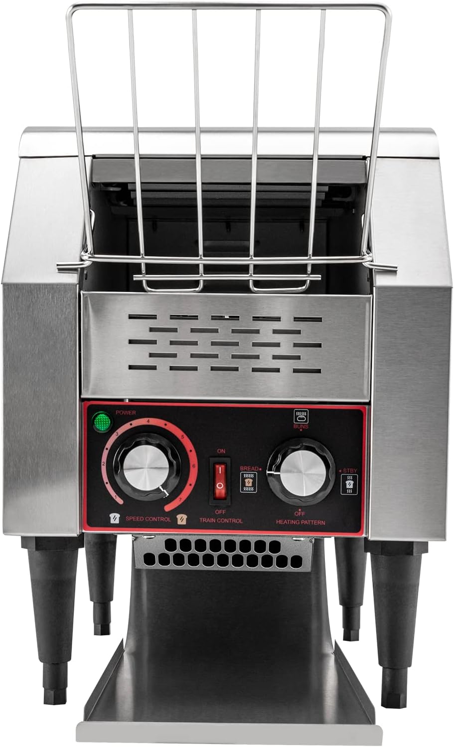 Commercial Conveyor Toaster 150 Slices/Hour Stainless Steel Conveyor Toaster 1300W Electric Toasters Oven Heavy Duty Countertop Restaurant Toaster for Cafes Bun Bagel Bread