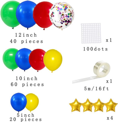 Red Yellow Blue Green Balloon Garland Arch Kit - Royal Blue and Yellow Balloons Green Balloons for Robot Hero Birthday Decorations Carnival Circus Graduation Party Decorations