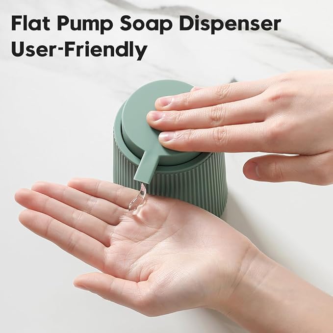YAUKPH Striped Liquid Hand Soap Dispenser with Leak-Proof Pump for Bathroom and Kitchen Countertop 11oz Sage Green