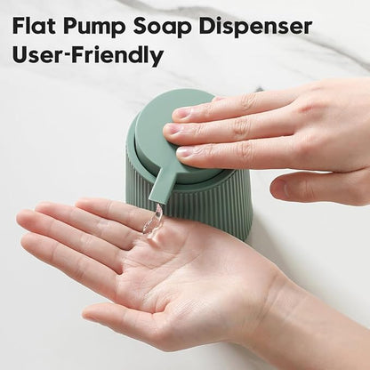 YAUKPH Striped Liquid Hand Soap Dispenser with Leak-Proof Pump for Bathroom and Kitchen Countertop 11oz Sage Green