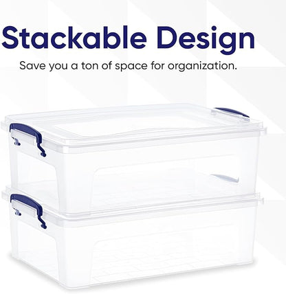 Superio Storage Bins with Lids, Clear Plastic Containers for Organizing, Stackable Totes, BPA Free, Odor Free, Organizer Boxes for Home, and Dorm (2 Pack, 22.7 Qt)