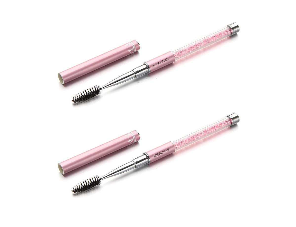 2PCS Mascara Brushes Eyebrow Eyelash Brushes Mascara Wands Applicators Eye Brushes Portable Cosmetic Brushes with Cap Spoolies Brushes for Eyelash Extensions and Eyebrows, Pink