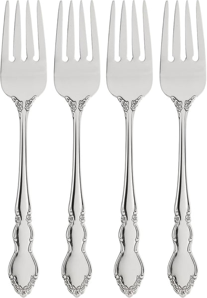Oneida Dover Fine Flatware Salad Forks, Set of 4 , 18/10 Stainless Steel, Silverware Set, Dishwasher Safe