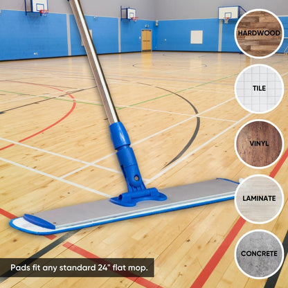Microfiber Wholesale 36 inch Microfiber Mop Pads - Machine Washable, Reusable, Refills & Replacement Wet Mop Heads Compatible with Any Microfiber Flat Mop System (18 Pack)