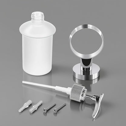 Bathroom Glass Soap Dispenser with Chrome Holder Wall Mounted