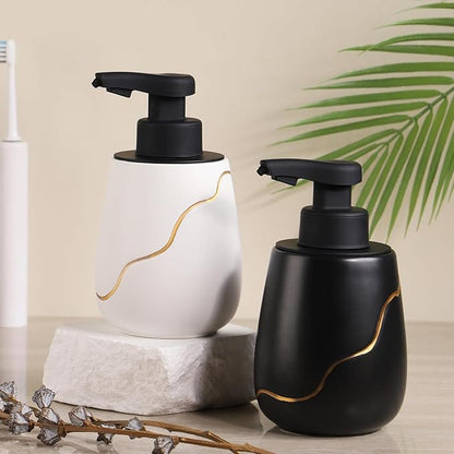 BosilunLife Automatic Soap Dispenser Bathroom - Liquid Hand Free Dispenser Smart Electric Lotion Soap Dispenser Touchless with Waterproof Pump Rechargeable Dish Soap Dispenser Ceramic Black