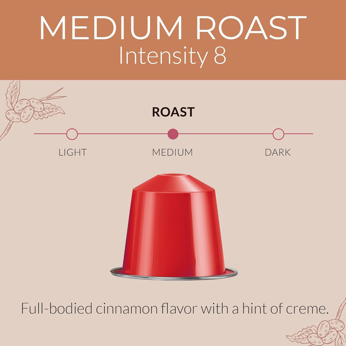 Camilla’s Heritage - Intensity 8 Cinnamon Flavored Espresso Coffee, Gourmet Espresso Cups, 60 Coffee Pods