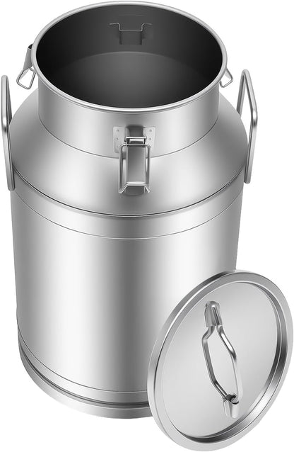 Large Liquid Container Storage, Bucket Rice Cereal Airtight Canister Container,Stainless Steel Milk Bucket With Sealing Lid and Carry Handle,for Wine, Oil Storage Transport (40L/10.6 Gal)