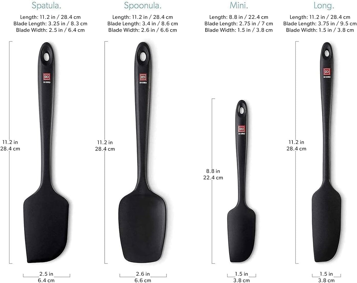 DI ORO Silicone Spatula Set - Rubber Kitchen Spatulas for Baking, Cooking, & Mixing