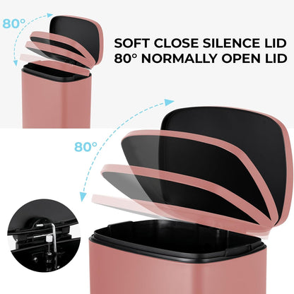 8 Gal Kitchen Trash Can, 30L Recycling or Garbage Bin, Brushed Stainless Steel Waste Basket, Soft&Quiet Close Dustbin, with Step-On Pedal, Removable Inner Bucket, for Home, Office, Living Room