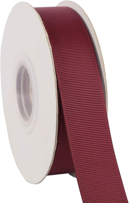 Ribbonitlux 1" Wide Solid Grosgrain Ribbon 25 Yards (277-Burgundy）, Set for Gift Wrapping, Party Decor, Sewing Applications, Wedding and Craft