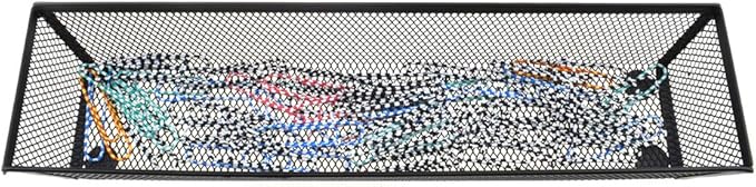 HAHIYO Stackable Mesh Tray Cup 12 x 3 x 2 inches Sturdy Container for Desk Drawer Organizer Collection for Home Office School kitchen Soft Foam Feet No Sharp Edges 2 Pack Black