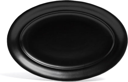 over&back Rim Stoneware Serving Platter - Elegant 1-Piece Oval Serving Platter to Complete Your Kitchen Set - 16" L x 10.8" W Semi-Matte Black