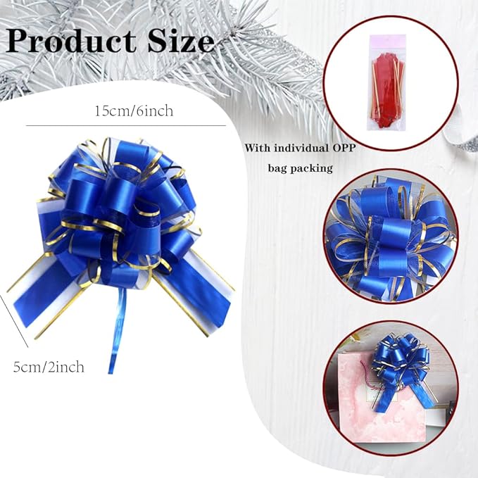 6 PCS Pull Bow 6 inch Pull Bow for Present Party Birthday Holiday Presents Flower Decorations