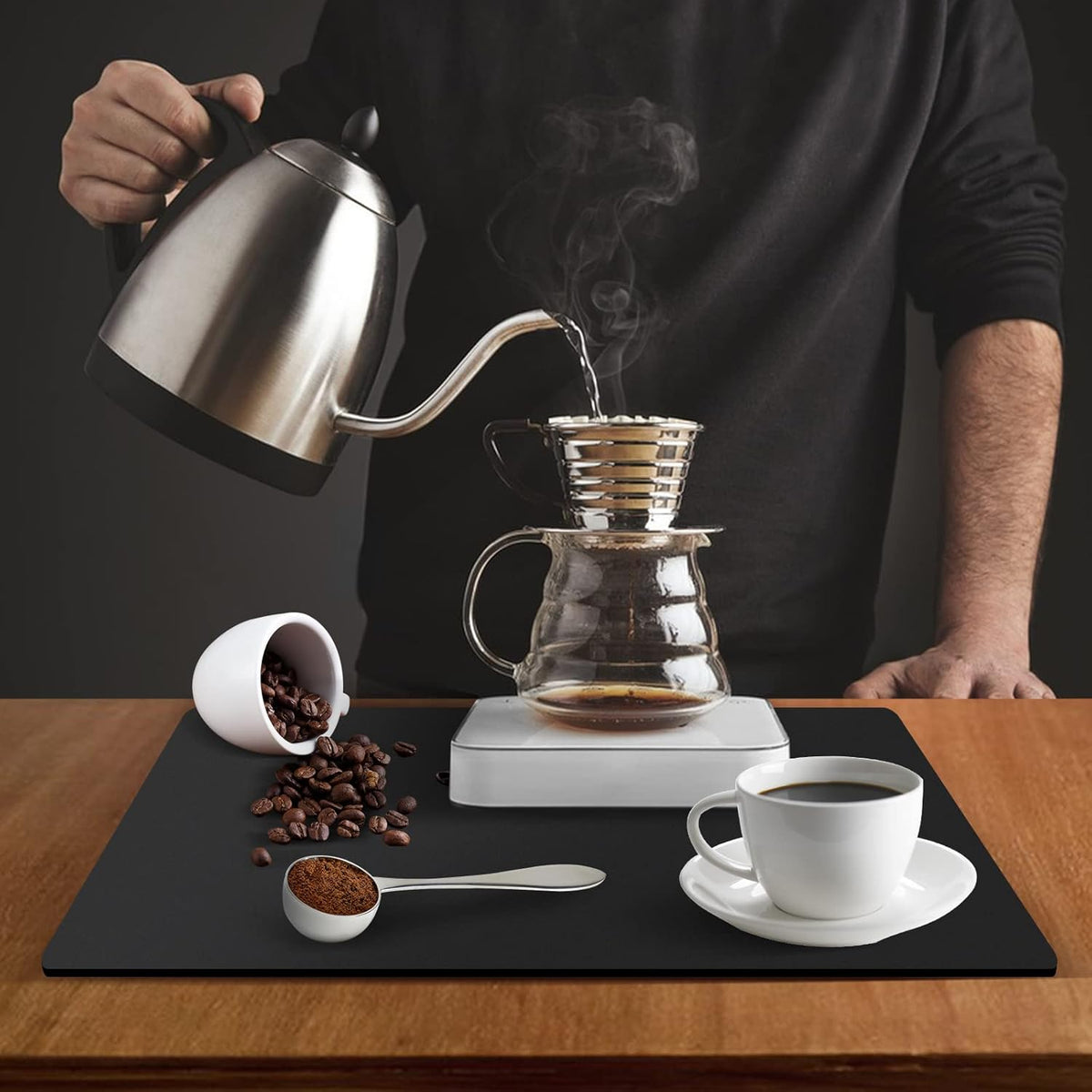 ZLR Coffee Mat - 12" x 20" Middle Kitchen Hide Stain Absorbent Dish Drying Mat for Countertop