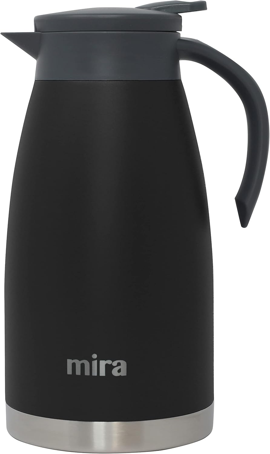 Mira Stainless Steel Thermal Coffee Carafe, Double Wall Insulated Vacuum Flask, Tea, Water, and Coffee Dispenser, 1.5 Liter / 50oz, Black