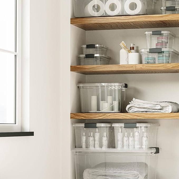 Superio Small Clear Storage Box with Lid, 4.75 Quart Plastic Container Bins for Organizing, Stackable Crates, BPA Free, Non Toxic, Odor Free, Organizers for Home, Office, School, and Dorm, 10 Pack