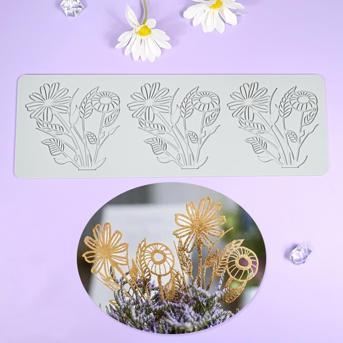 Tuke Flower Silicone Cake Lace Mold Cake Decorating Tool Border Decoration Lace Mold Kitchen Baking Tool (K_ Flower)