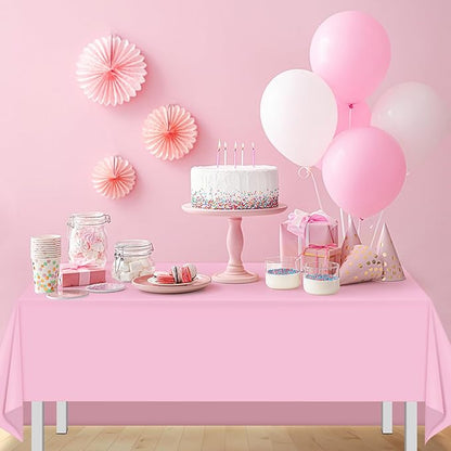 16 Pack Light Pink Plastic Tablecloth for Rectangle Tables, Premium Decorative Pastel Pink Disposable Table Cloths for Parties, Rectangle Party Table Cover for Birthday Wedding Anniversary, 54x108Inch