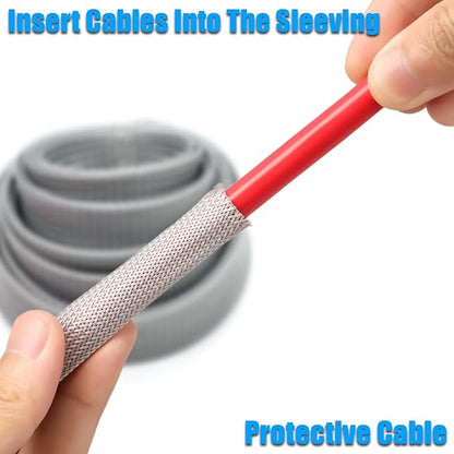 25ft PET Expandable Braided Cable Sleeve 1/2inch(12mm) Pet Braided Cable Sleeve for Audio Video Device Wire Automotive Wire (Grey)