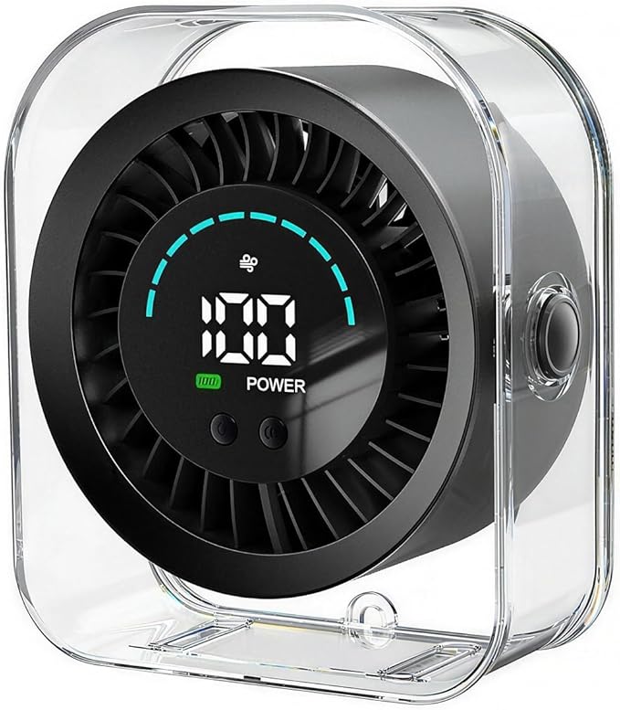 Small Desk Fan, Quiet Desktop Fan with Turbo Airflow, Rechargeable Mini Table Fan 100 Speed Wind Adjustable, Travel Fan for Sleeping 90° Rotating, Portable Small Fans for Office Home Travel