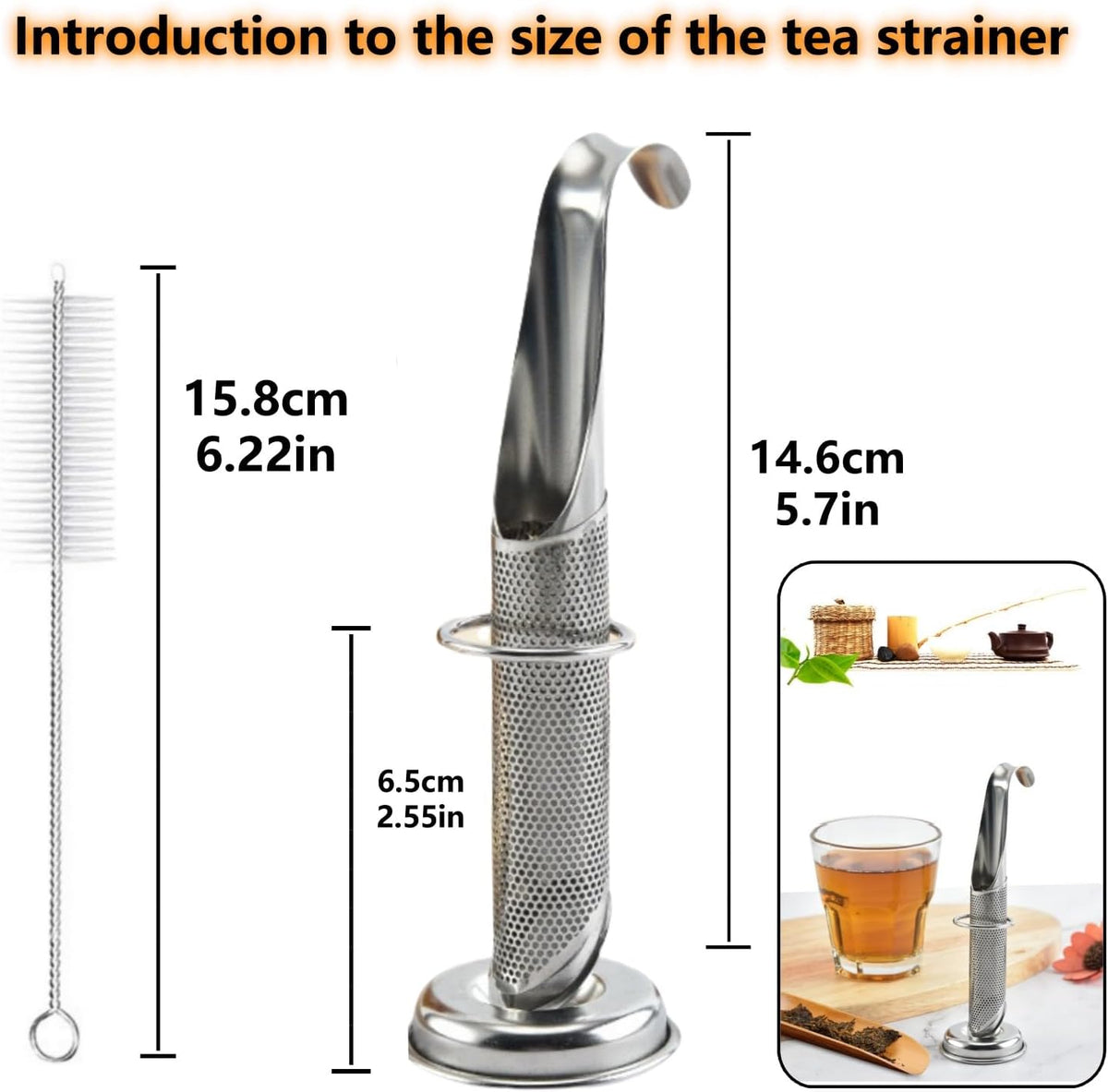 2 Sets Upgraded Version Tea Strainer, Tea Diffusers For Loose Tea，It Is Also Equipped With A Base And A Brush For Easy Placement，Tea Infuser For