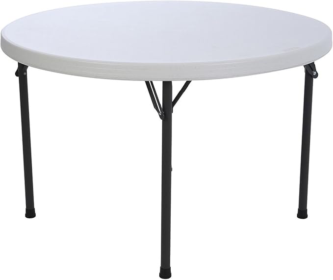 Lifetime 22960 Folding Round Table, 4 Feet, White Granite