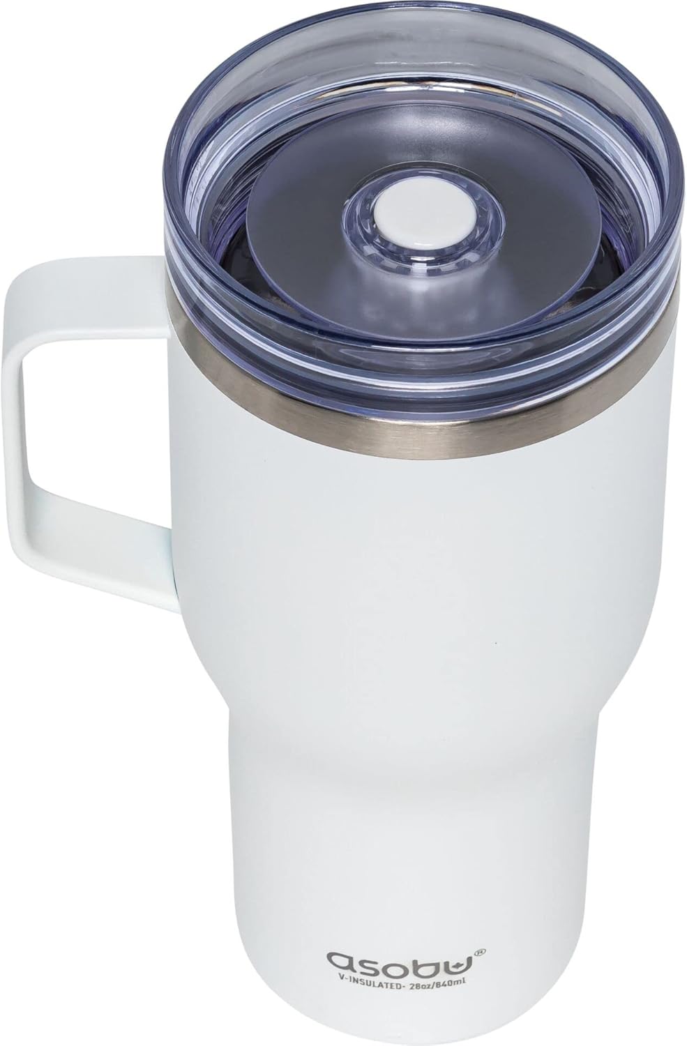 asobu 360 Travel Mug – 28oz Vacuum Insulated Stainless Steel Mug with 360° Spill-Proof Lid and Handle – Keeps Drinks Hot 12H / Cold 24H