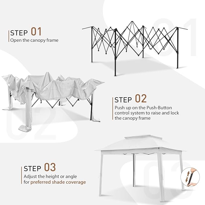 COOS BAY 11x11 Pop Up Gazebo with Mesh Netting, Instant Outdoor Canopy Tent, Water Resistant Shelter with UPF 50+ UV Protection, 121 Sq Ft Coverage, White