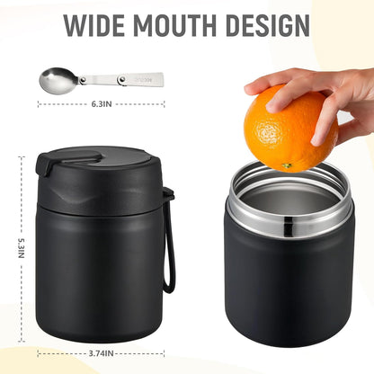 17oz Soup Thermo for Hot Food Kids Insulated Vacuum Food Jar with Stainless Steel Spoon Wide Mouth Thermo Leakproof Lunch Food Container Kids Hot