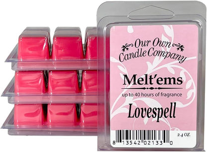 Our Own Candle Company Premium Wax Melt, Lovespell Scent, 6 Cubes, 2.4 oz (4 Pack)