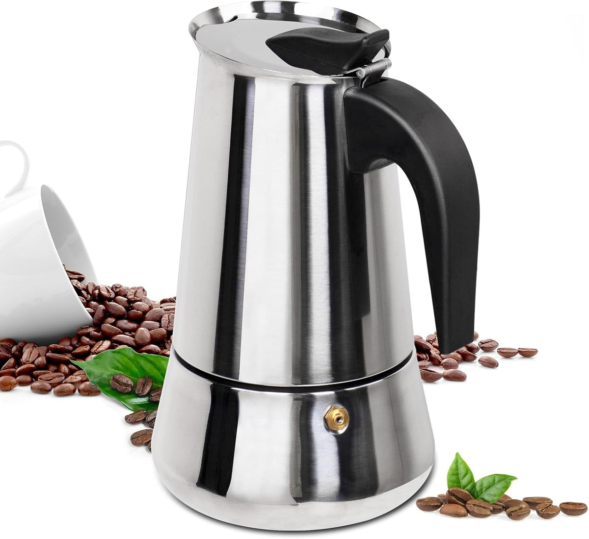 4 Cup Moka Pot Stainless Steel 200ml Italian Espresso Coffee Maker Stovetop CoffeeMakers Mocha Pot Percolator for Induction Stove Classic Cafe Makers