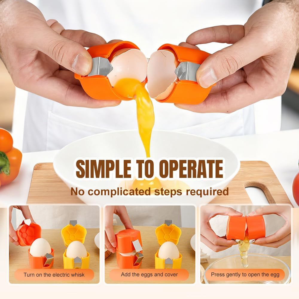 2026 New Egg opener, Egg Shell Separator for Raw Eggs Gadgets Cracker Tool, Upgrade Stainless Steel Egg Cutter Egg Cracker Tool Multifunctional Egg Cutter Multipack (4, Orange)