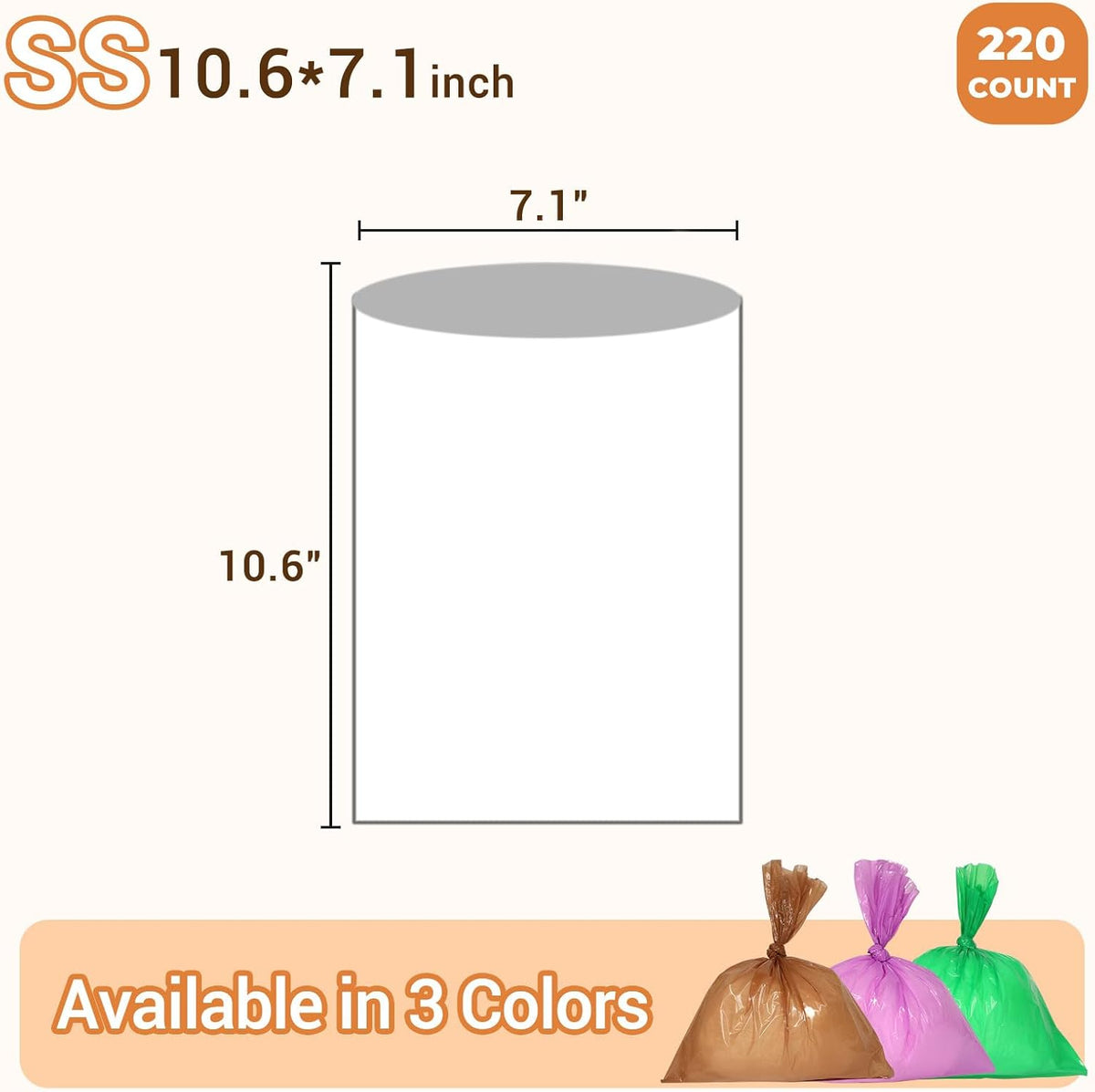 Odor Sealing Small Trash Bags Home & Food Use XS-220 Count Disposable Bags, Durable and Unscented (Color:Blue)