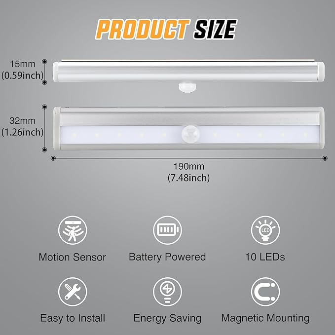 Nilight RV Step Lights 3PCS Motion Sensor Activated LED Bar RV Exterior Lights Battery Operated Wireless Magnetic Stick Strip Lighting for Motorhome Travel Trailers Camper Under Cabinet Step Tent