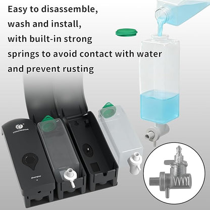 Shampoo Conditioner Body Wash Dispenser, Wall-Mounted Bathroom Soap Dispenser Set of 3 (Black), Refillable Shower Soap Shampoo Dispenser for Bathroom,Kitchen,Hotel and Airbnb