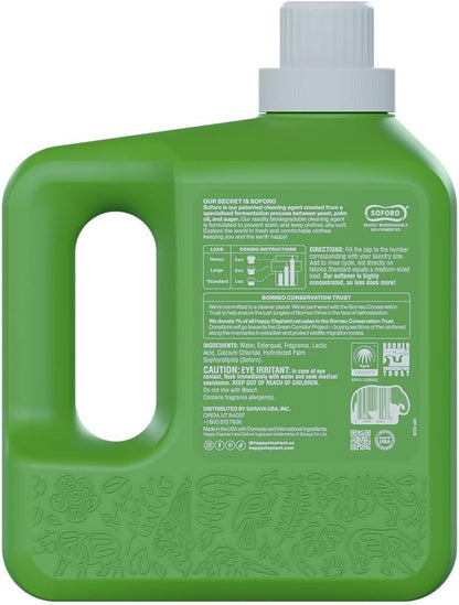 Happy Elephant Fabric Softener, White Tea & Fig Scent, Natural Biodegradable Liquid Fabric Softener, Plant Based, Softens Clothes & Reduces Static, Gentle on Skin, HE Compatible, 64 Fl Oz, 1 Pack
