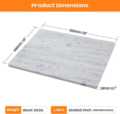 Carrara White Marble Cutting Board, 16×20 Inch Marble Pastry Board