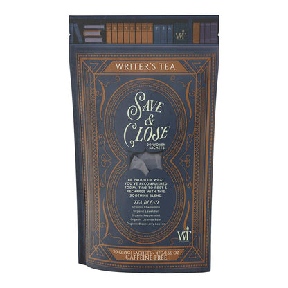 Writer's Tea Save & Close - Nighttime Tea - Chamomile, Lavender, Peppermint, Licorice Root, and Blackberry Leaves Tea Blend - Caffeine Free