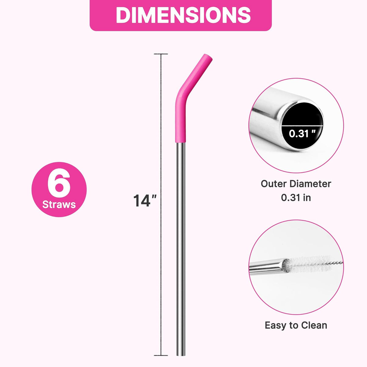 Metal Straws Reusable for 40oz Tumblers,Stainless Steel Replacement Straight Straws with Silicone Tips for 40oz Stanley Cup, Simple Modern