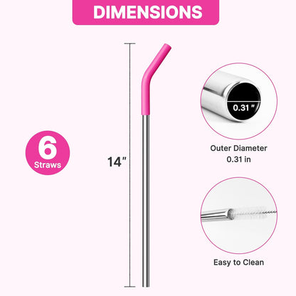 Metal Straws Reusable for 40oz Tumblers,Stainless Steel Replacement Straight Straws with Silicone Tips for 40oz Stanley Cup, Simple Modern