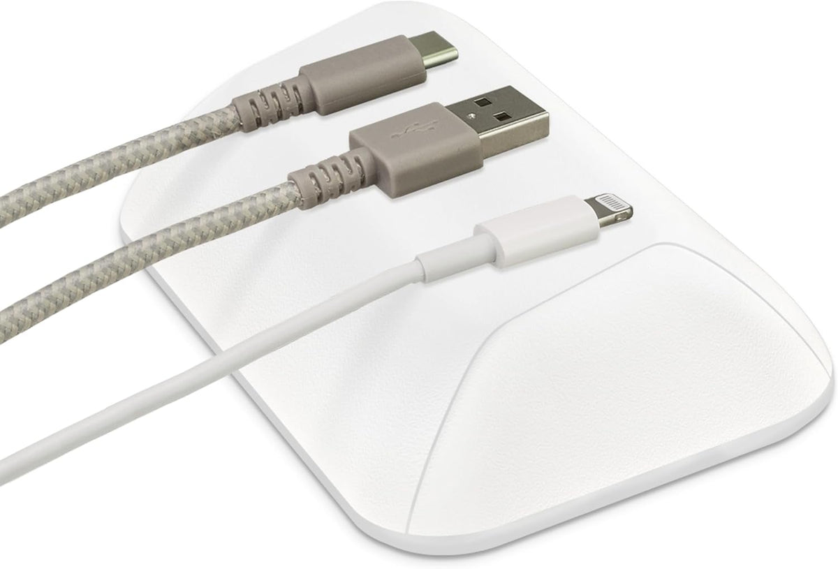 Smartish® Magnetic Cord Holder - Bigger Cable Wrangler Organizer with Magnet Clips for Charger Management on Desktop, Nightstand, or Side Table - Holds 6+ Cables - Snow Day White