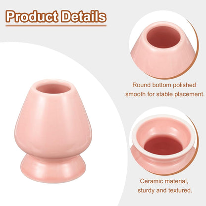 HARFINGTON Ceramic Chasen Stand 70mm Matcha Whisk Holder Teas Set Whisks Stand Traditional Matcha Tea Chasen Holder Tea Set Accessories for Tea Tasting, Light Pink