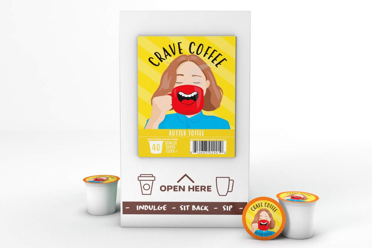 Crave Beverages Pods Compatible with 2.0 K-Cup Brewers, Butter Toffee, 40 Count