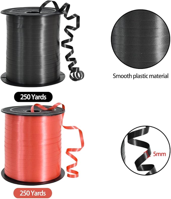 TONIFUL 500 Yards Curling Ribbon-Balloon Ribbon-Balloon String for Art&Craft Decor,Gift Wrapping,Ribbons and Bows for Christmas New Year Halloween Birthday Gifts Graduation Supplies (Black and Red)