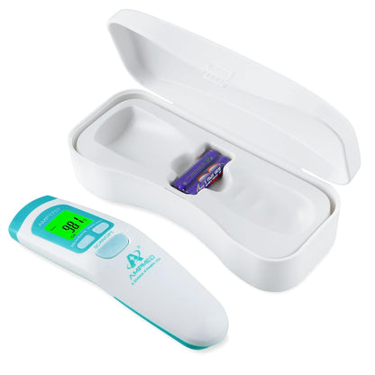 Amplim Non-Contact Forehead Thermometer & Case for Adults, Kids, Baby, FDA Cleared, Medical Grade, Touchless Infrared, 1-Sec Reading, Fever Alarm
