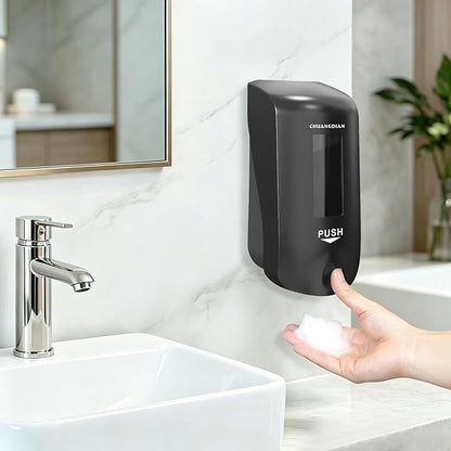 Manual Foaming Soap Dispenser,1000ml Wall Mounted Hand Soap Dispenser,Large Viewing Window,Super Easy Refills,for Commercial & Home, Space Black