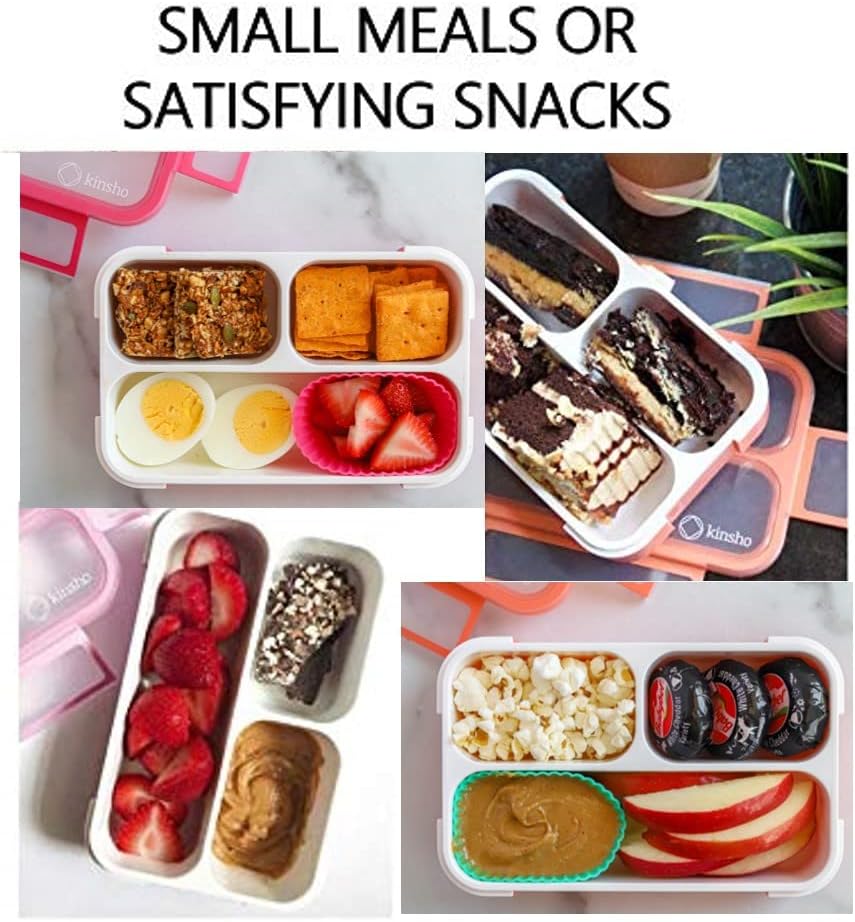 kinsho Mini Lunch-Box Snack Containers for Kids, Small Bento-Box Portion Container, Toddler Pre-School, Leak-proof Boxes for Work, Travel