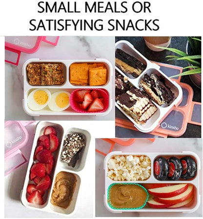 kinsho Mini Lunch-Box Snack Containers for Kids, Small Bento-Box Portion Container, Toddler Pre-School, Leak-proof Boxes for Work, Travel